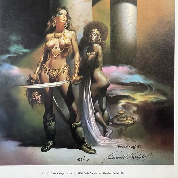 Boris Vallejo Signed Print The Executioner 1986 Fantasy Art #359/500 20x14 Rare - Picture 4 of 5